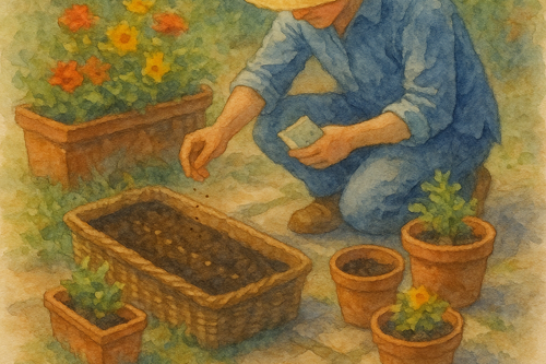 花種を蒔いているイメージ